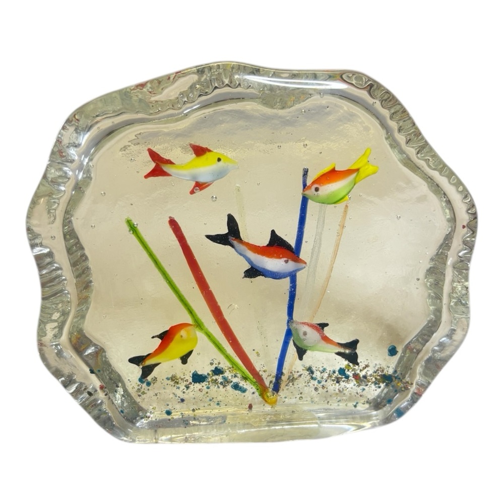 Colorful Fish Glass Paperweight